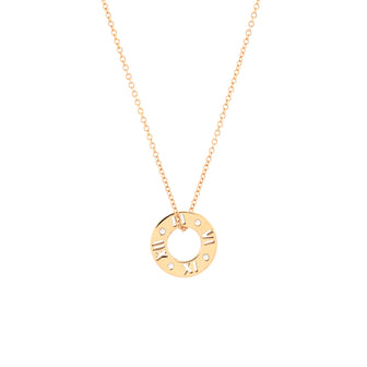 Tiffany & Co. Atlas Pierced Circle Pendant Necklace 18K Rose Gold with Diamonds