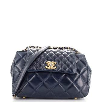 Chanel Daily Walk Accordion Flap Bag Quilted Glazed Calfskin Medium