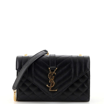 Saint Laurent Classic Monogram Envelope Satchel Mixed Matelasse Leather Small