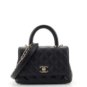 Chanel Coco Top Handle Bag Quilted Caviar Extra Mini