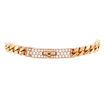 Hermes Kelly Gourmette Bracelet 18K Rose Gold and Pave Diamonds TPM