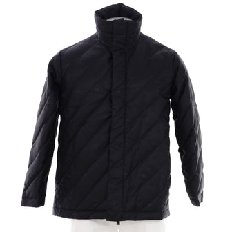 Fendi Men's FF High Collar Short Puffer Jacket Quilted Polyamide with Down