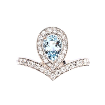 Chaumet Josephine Aigrette Ring 18K White Gold with Aquamarine and Diamonds