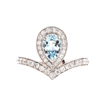 Chaumet Josephine Aigrette Ring 18K White Gold with Aquamarine and Diamonds