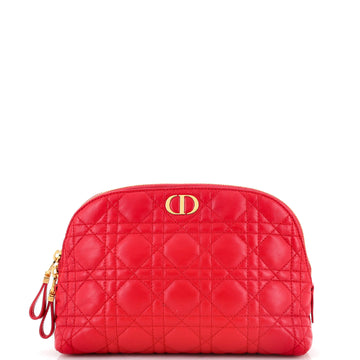 Christian Dior Caro Zip Beauty Pouch Cannage Quilt Lambskin