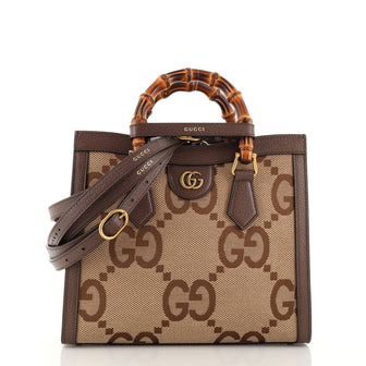 Gucci Diana NM Bamboo Handle Tote Jumbo GG Canvas Small