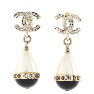 Chanel CC Fantasy Teardrop Earrings Metal and Faux Pearls with Crystals and Resin