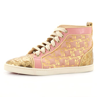 Christian Louboutin Women's Bip Bip Sneakers Embossed Leather and Suede