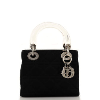 Christian Dior Vintage Lady Dior Bag	 Cannage Quilt Satin and Resin with Crystal Charms Mini