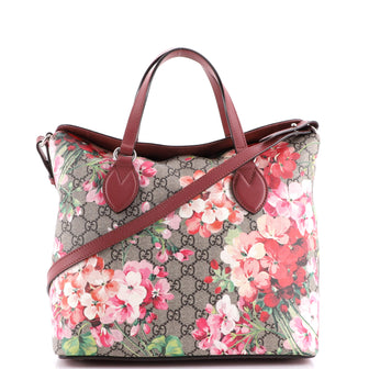 Gucci Signature Fold Over Tote Blooms Print GG Coated Canvas Medium