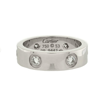 Cartier Love Band 6 Diamonds Ring 18K White Gold with Diamonds