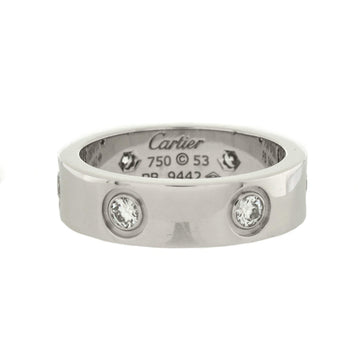 Cartier Love Band 6 Diamonds Ring 18K White Gold with Diamonds