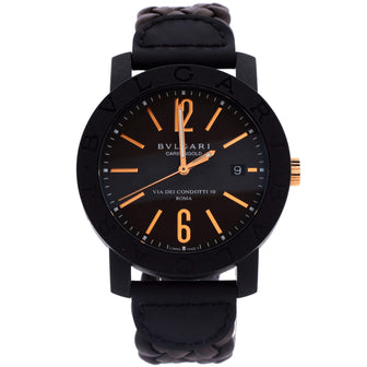 Bvlgari Bvlgari Via De Condotti Automatic Watch Carbon and Leather 40