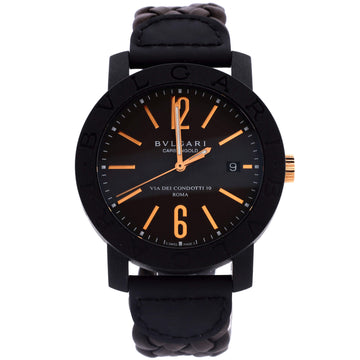 Bvlgari Bvlgari Via De Condotti Automatic Watch Carbon and Leather 40