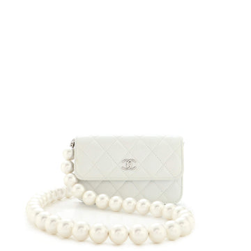 Chanel Pearl Strap Clutch with Chain Quilted Calfskin