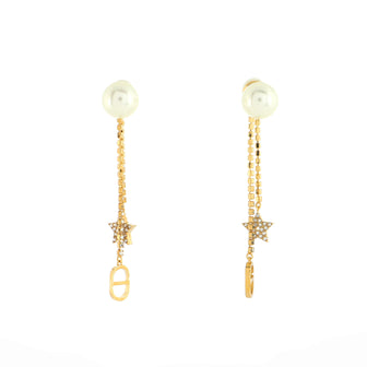 Christian Dior Tribales Dangle Star Earrings Metal with Faux Pearls and Crystals