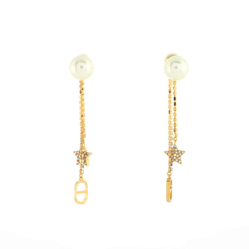 Christian Dior Tribales Dangle Star Earrings Metal with Faux Pearls and Crystals
