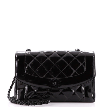 Chanel Vintage So Black Diana Flap Bag Quilted Patent Medium