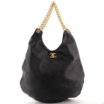 Chanel CC Turnlock Curved Chain Hobo Stitched Calfskin Maxi