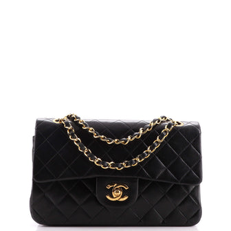 Chanel Vintage Classic Double Flap Bag Quilted Lambskin Small
