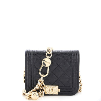 Chanel Boy Flap Chain Belt Bag Quilted Caviar