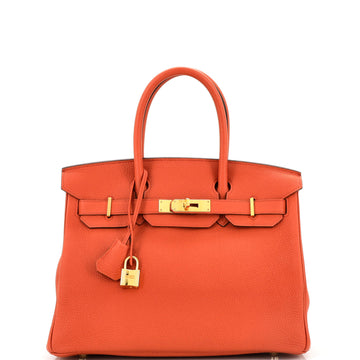 Hermes Birkin Handbag Orange Togo with Gold Hardware 30