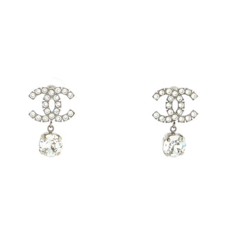 Chanel CC Dangle Earrings Metal with Crystals
