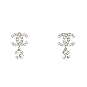 Chanel CC Dangle Earrings Metal with Crystals