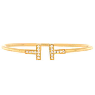 Tiffany & Co. T Wire Bracelet 18K Yellow Gold and Diamonds