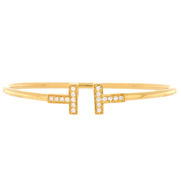 Tiffany & Co. T Wire Bracelet 18K Yellow Gold and Diamonds