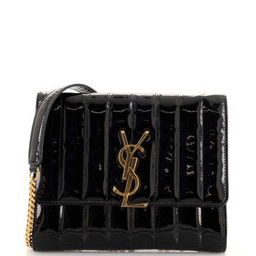 Saint Laurent Vicky Crossbody Bag Vertical Quilted Patent Medium