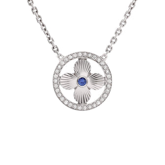 Louis Vuitton Sun Blossom Pendant Necklace 18K White Gold with Diamonds and Sapphire