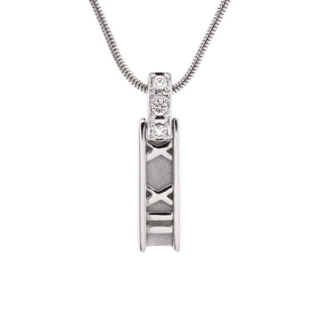 Tiffany & Co. Atlas Bar Pendant Necklace 18K White Gold with Diamonds