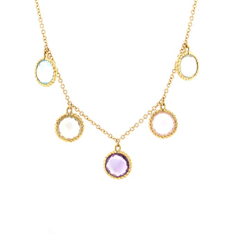 Roberto Coin Ipanema Multi Charm Necklace 18K Yellow Gold with Multicolor Gemstones