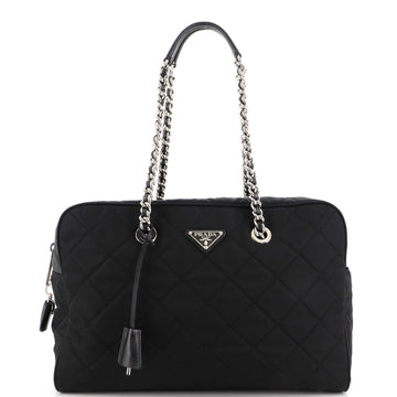 Prada Chain Shoulder Bag Quilted Tessuto Large