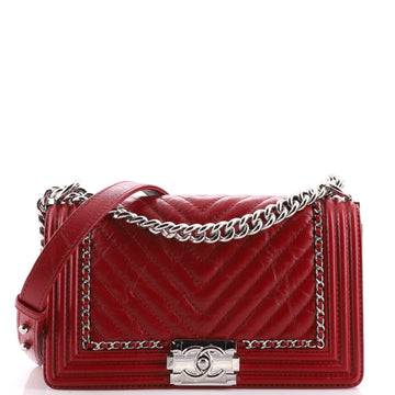 Chanel Jacket Boy Flap Bag Chevron Calfskin Old Medium