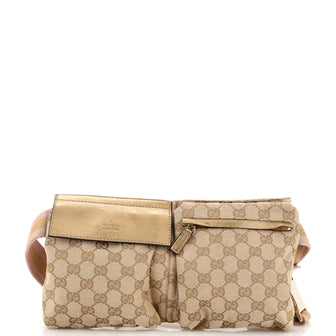 Gucci Vintage Double Belt Bag GG Canvas
