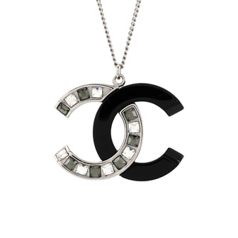 Chanel CC Pendant Necklace Ruthenium with Crystals