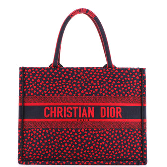 Christian Dior Book Tote I Love Paris Heart Embroidered Canvas Medium