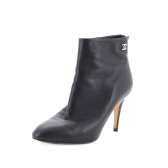 Chanel Women's CC Heeled Ankle Boots Leather