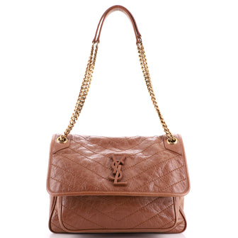 Saint Laurent Niki Chain Flap Bag Matelasse Chevron Leather Medium