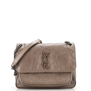 Saint Laurent Niki Chain Flap Bag Matelasse Chevron Leather Medium