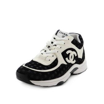 Chanel Women's CC All Over Print Low-Top Sneakers Suede