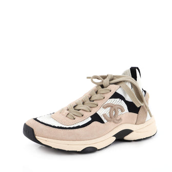 Chanel Women's CC Low-Top Sneakers Suede and Knit Fabric