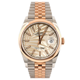 Rolex Oyster Perpetual Datejust Palm Motif Automatic Watch Stainless Steel and Rose Gold 36