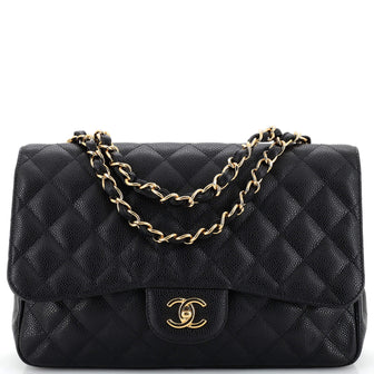 Chanel Classic Single Flap Bag Quilted Caviar Jumbo