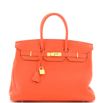 Hermes Birkin Handbag Orange Togo with Gold Hardware 35