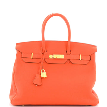Hermes Birkin Handbag Orange Togo with Gold Hardware 35