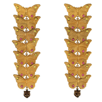 Gucci Butterfly Drop Earrings Metal with Crystals