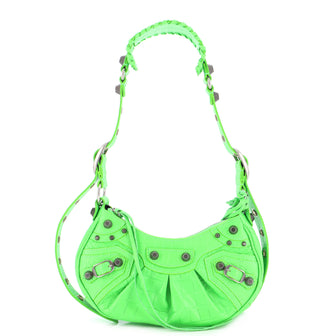Balenciaga Le Cagole Giant Studs Shoulder Bag Crocodile Embossed Leather with Crystals XS
